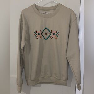 Women’s Small Cotton Western Long Sleeve Crew Neck Pullover Hoodie